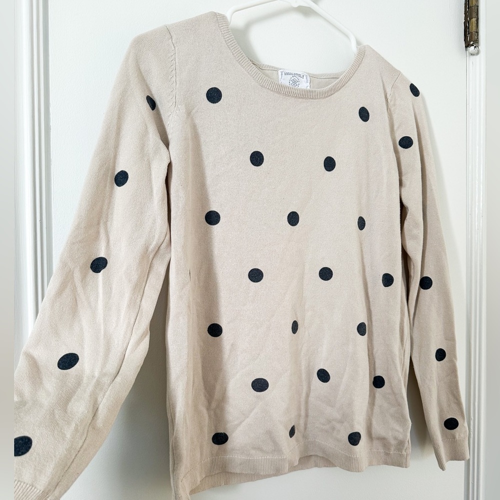 Beige and Navy Polka Dot Sweater